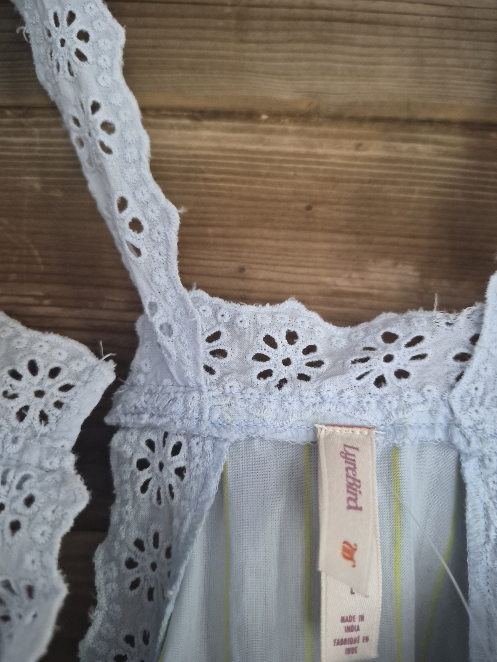 NWTAnthropologie Eyelet Overall Embroidered Lace-Trim Romper. Size L *MINOR FLAW - Picture 6 of 8